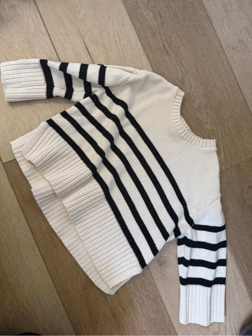 GAP Cream and Black Striped Knit Sweater